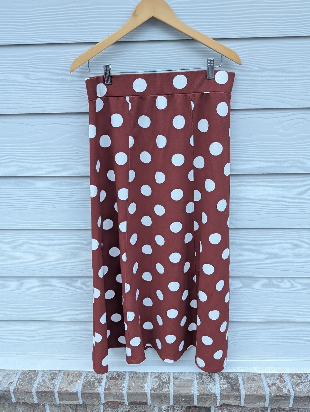 Messini Skirt Size L Red White Polka Dot Midi High Waist Classy Vintage